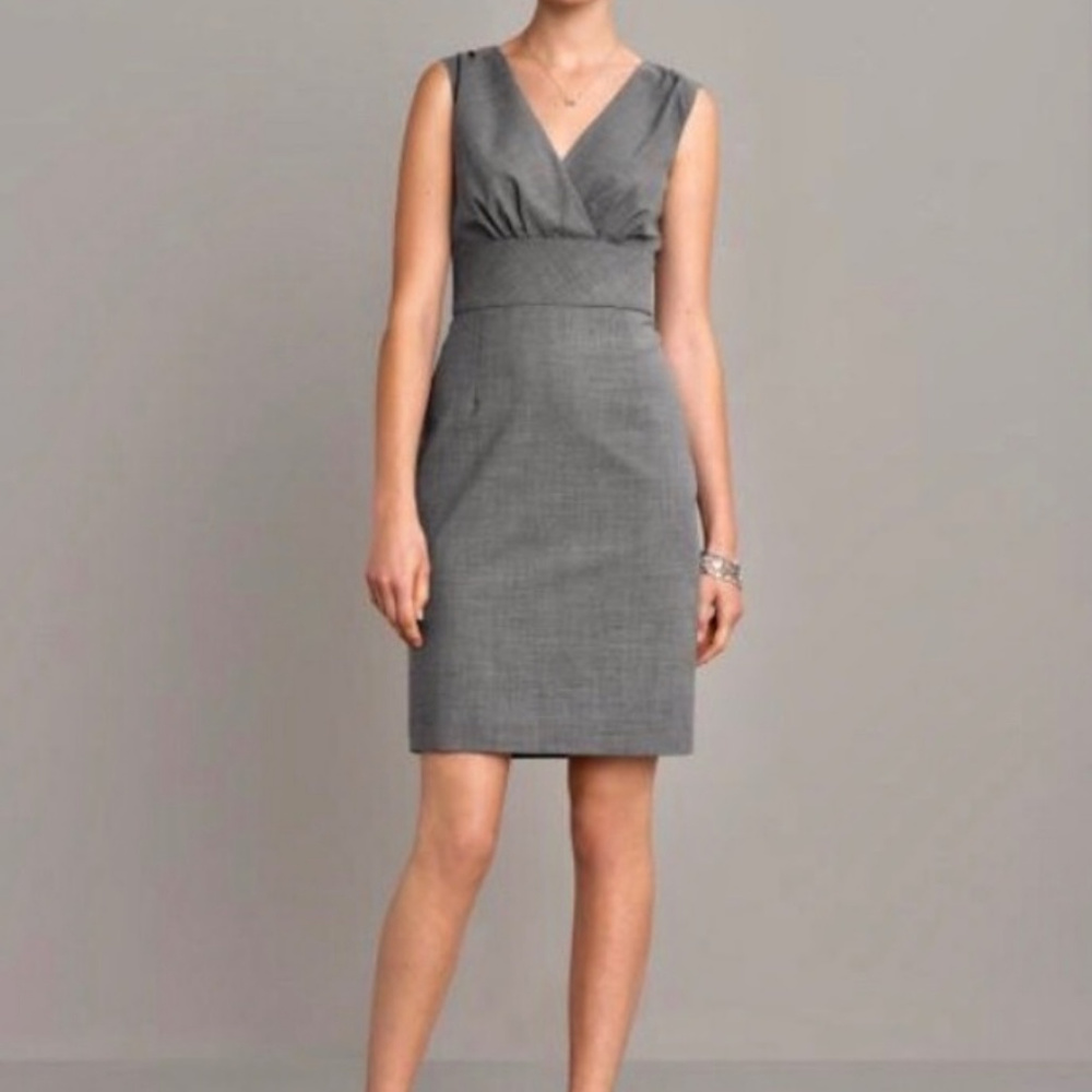 NWT - Banana Republic Grey V-Neck Sheath Dress